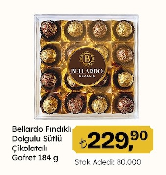 Bellardo Fındıklı Dolgulu Sütlü Çikolatalı Gofret 184 G