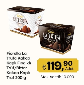 Fiorella La Trufa Kakao Kaplı Fındıklı Trüf/Bitter Kakao Kaplı Trüf 200 G