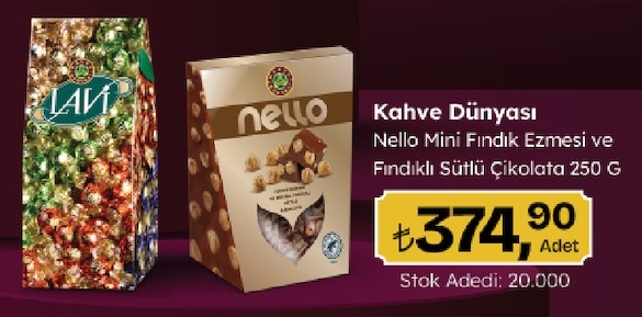 Kahve Dünyası Nello Mini Fındık Ezmesi Ve Fındıklı Sütlü Çikolata 250 G