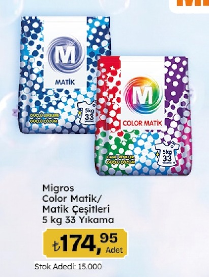 Migros Color Matik / Matik Çeşitleri 5 Kg 33 Yıkama