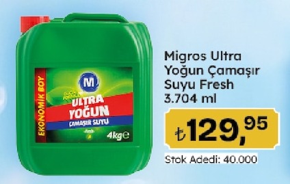 Migros Ultra Yoğun Çamaşır Suyu Fresh 3.704 Ml
