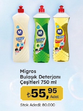 Migros Bulaşık Deterjanı Çeşitleri 750 Ml