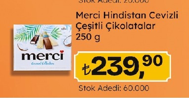 Merci Hindistan Cevizli Çeşitli Çikolatalar 250 G