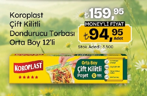 Koroplast Çift Kilitli Dondurucu Torbası Orta Boy 12'Li