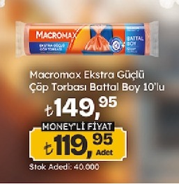 Macromax Ekstra Güçlü Çöp Torbası Battal Boy 10'Lu