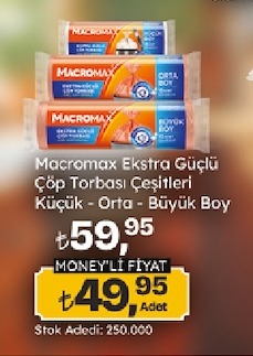 Macromax Ekstra Güçlü Çöp Torbası Çeşitleri Küçük - Orta - Büyük Boy