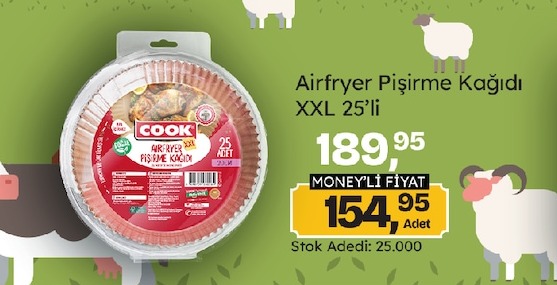 Cook Airfryer Pişirme Kağıdı Xxl 25'Li