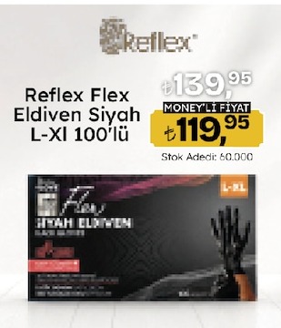 Reflex Flex Eldiven Siyah L-Xl 100'Lü