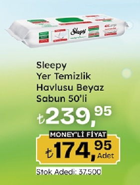 Sleepy Yer Temizlik Havlusu Beyaz Sabun 50'Li