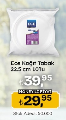 Ece Kağıt Tabak 22.5 Cm 10'Lu