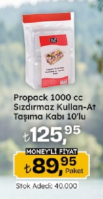 Propack 1000 Cc Sızdırmaz Kullan-At Taşıma Kabı 10'Lu Paket