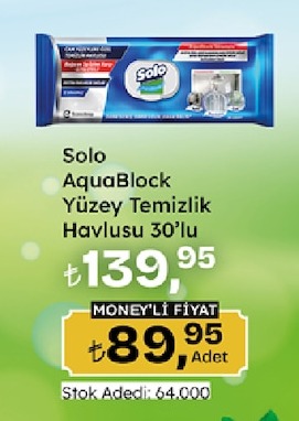 Solo Aquablock Yüzey Temizlik Havlusu 30'Lu Adet