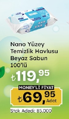 Nano Yüzey Temizlik Havlusu Beyaz Sabun 100'Lü