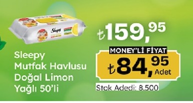 Sleepy Mutfak Havlusu Doğal Limon Yağlı 50'Li