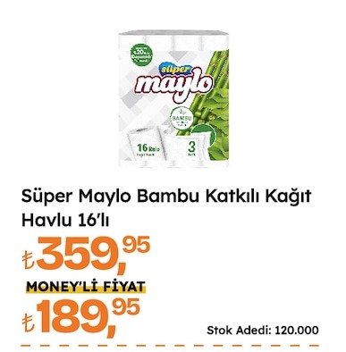 Süper Maylo Bambu Katıklı Kağıt Havlu 16'Lı
