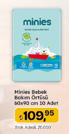 Minies Bebek Bakım Örtüsü 60X90 Cm 10 Adet