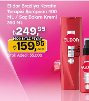Elidor Brezilya Keratin Terapisi Şampuan 400Ml / Saç Bakım Kremi 350Ml