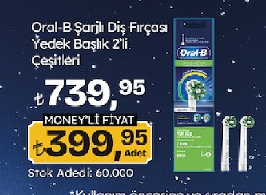 Oral-B Sarjli Dis Fircasi Yedek Baslik 2'Li Cesitleri