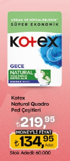 Kotex Natural Quadro Ped 16 Gece