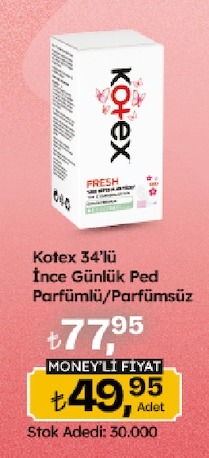 Kotex 34'Lü İnce Günlük Ped Parfümlü/Parfümsüz