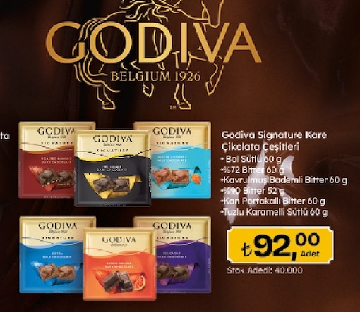 Godiva Signature Kare Çikolata Çeşitleri 60G