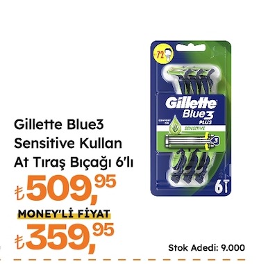 Gillette Blue3 Sensitive Kullan At Tıraş Bıçağı 6'Lı