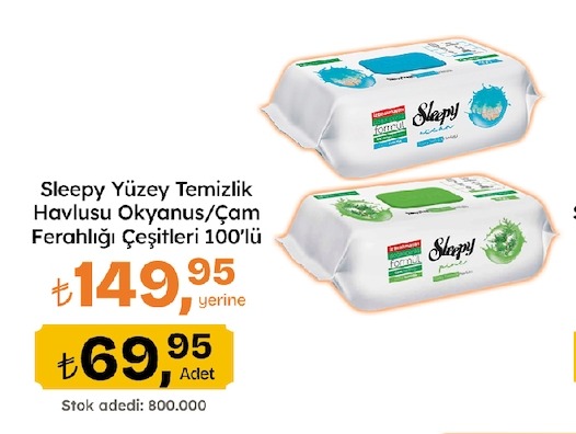 Sleepy Yüzey Temizlik Havlusu Okyanus/Çam Ferahlığı Çeşitleri 100'Lü