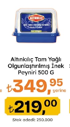 Altınkılıç Tam Yağlı Olgunlaştırılmış İnek Peyniri 500 G