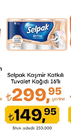 Selpak Kaşmir Katkılı Tuvalet Kağıdı 16'Lı