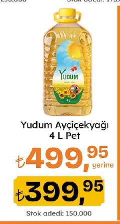 Yudum Ayçiçekyağı 4 L Pet