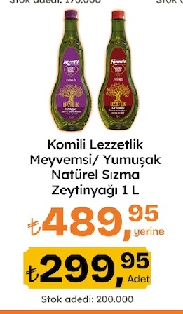Komili Lezzetli Meyvemsi/ Yumuşak Natürel Sızma Zeytinyağı 1 L