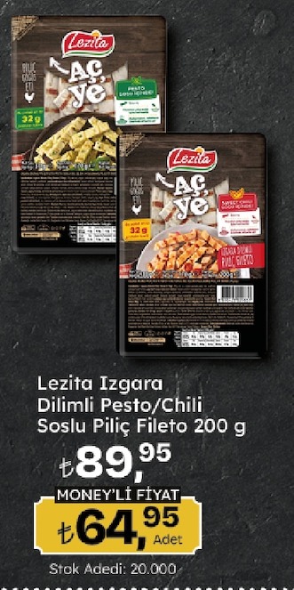 Lezita Izgara Dilimli Pesto/Chili Soslu Piliç Fileto 200 G