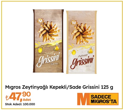Migros Zeytinyağlı Kepekli/Sade Grissini 125 G