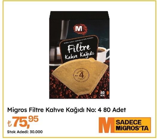 Migros Filtre Kahve Kağıdı No: 4 80 Adet