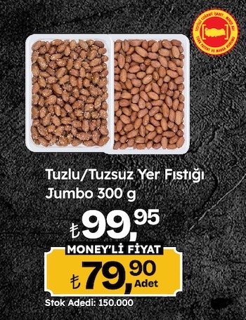 Tuzlu/Tuzsuz Yer Fıstığı Jumbo 300G