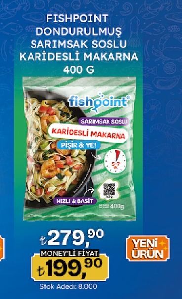 Fishpoint Dondurulmuş Sarımsak Soslu Karidesli Makarna 400 G