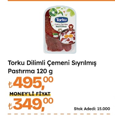 Torku Dilimli Çemeni Sıyrılmış Pastırma 120 G