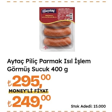 Aytac Piliç Parmak Isıl İşlem Görmüş Sucuk 400 G