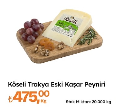 Köseli Trakya Eski Kaşar Peyniri 20.000 Kg