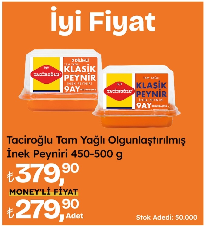 Tacıroğlu Tam Yağlı Olgunlaştırılmış İnek Peyniri 450-500 G