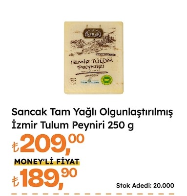 Sancak Tam Yağlı Olgunlaştırılmış İzmir Tulum Peyniri 250 G