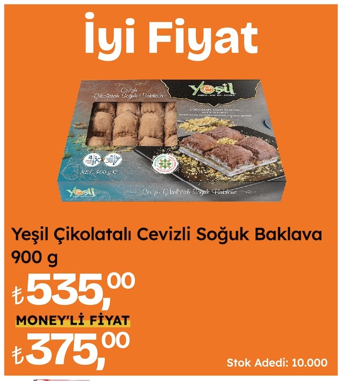 Yeşil Çikolatalı Cevizli Soğuk Baklava 900G