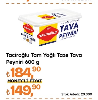Taciroğlu Tam Yağlı Taze Tava Peyniri 600 G
