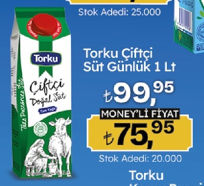 Torku Çiftçi Süt Günlük 1 Lt