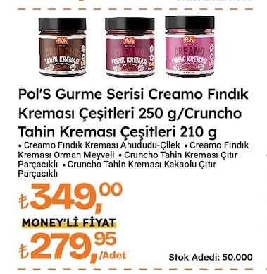 Pol'S Gurme Serisi Cremo Findik Kremasi Cesitleri 250 G/Cruncho Tahin Kremasi Cesitleri 210 G