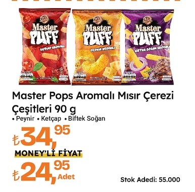 Master Pops Aromalı Mısır Çerezi Çeşitleri 90 G