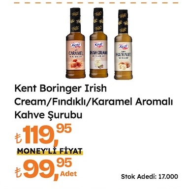 Kent Boringer Irish Cream/Fındıklı/Karamel Aromalı Kahve Şurubu