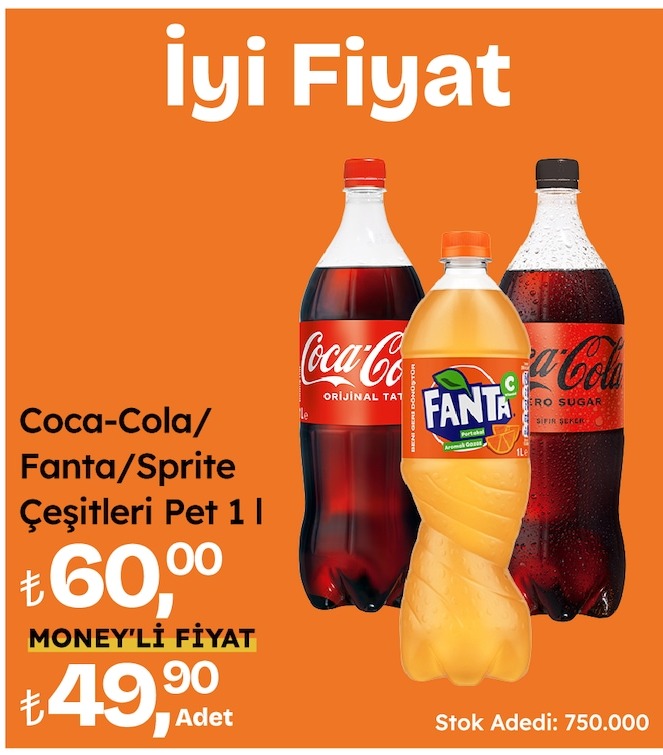 Coca-Cola/Fanta/Sprite Çeşitleri Pet 1L