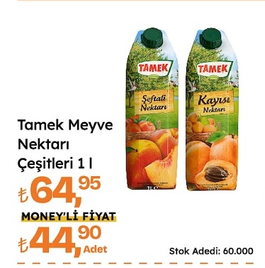 Tamek Meyve Nektarı Çeşitleri 1L