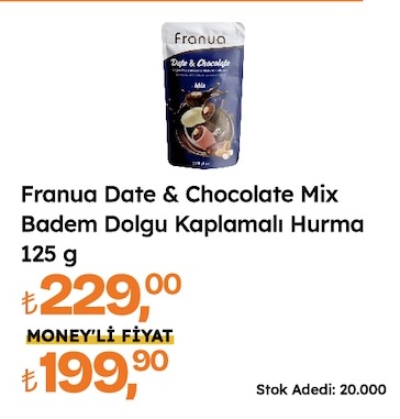 Franu Date & Chocolate Mix Badem Dolgu Kaplamalı Hurma 125 G